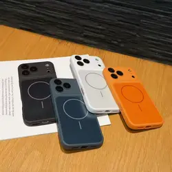 Luxury Soft Liquid Silicone Magnetic Matte Slim Phone Case Cover - iPhone 15 Pro (NavyBlue)