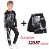 Kids MMA Rashguard BJJ GI T-shirt +Pants Jiu Jusit Tight Trousers Muay Thai Shorts 3Pcs/Set Children MMA Compression Sportsuits 1