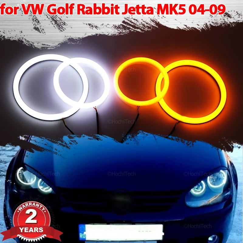 Cotton Smd Led Angel Eye Halo Ring White Yellow Lamp Drl Styling Light Per Volkswagen Vw Golf 5 Rabbit Jetta R32 V Mk5 2004-2009