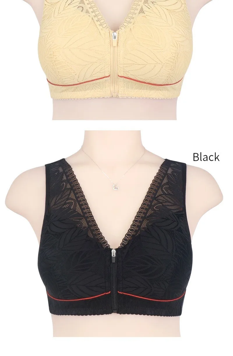 S8c684db465d643ff8f2a1b8d1779b4a1o Soft cotton cups before the zipper in the elderly underwear breathable women without steel ring tank top lace large size bra
