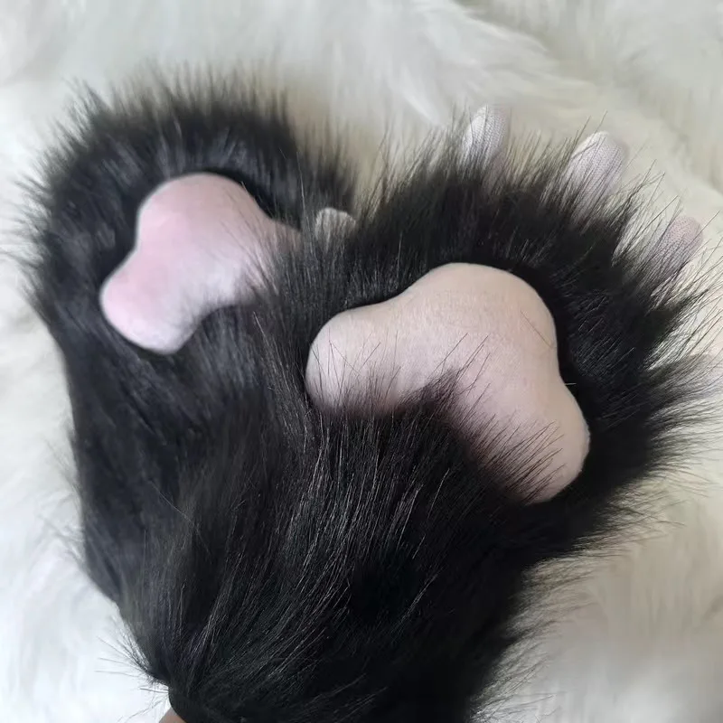 Can be Furry Animal Claws Fursuit Kigurumi Cosplay Furred Gloves Colorful Halloween Crossdressing Cute Gloves
