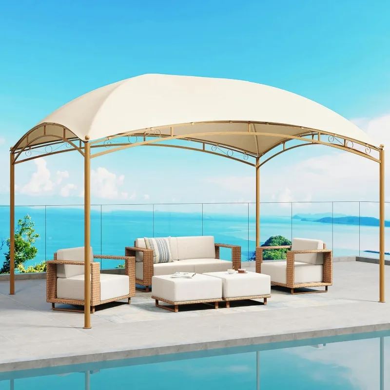 10'x13' Outdoor Gazebo,Waterproof Arc Canopy Tent with Permanent Galvanized Iron Pipe Frame 1