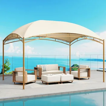 10'x13' Outdoor Gazebo,Waterproof Arc Canopy Tent with Permanent Galvanized Iron Pipe Frame 1