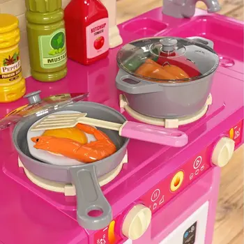 Play Kitchen Girls Toy Pretend Food- Kitchen Toys for Kids, Kitchen Set Play Realistic smoke and lighting, for Girls Boys Age 3+ 2