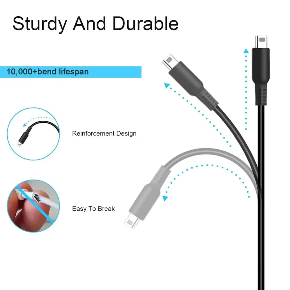 USB C PD 충전 케이블 코드 와이어 USB 타입 C (닌텐도 DSi, 3DS, 2DS XL/LL, New 3DS XL/3DS LL, 2DS XL/2DS LL 게임용 전원 케이블)