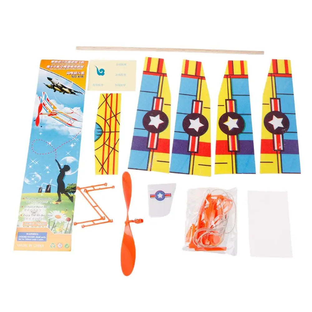 1Pc Random Color Elastic Rubber Airplane Hand Throwing Assembly Plane Model Foam Aircraft Powered Flying Glider Educational Toy 5