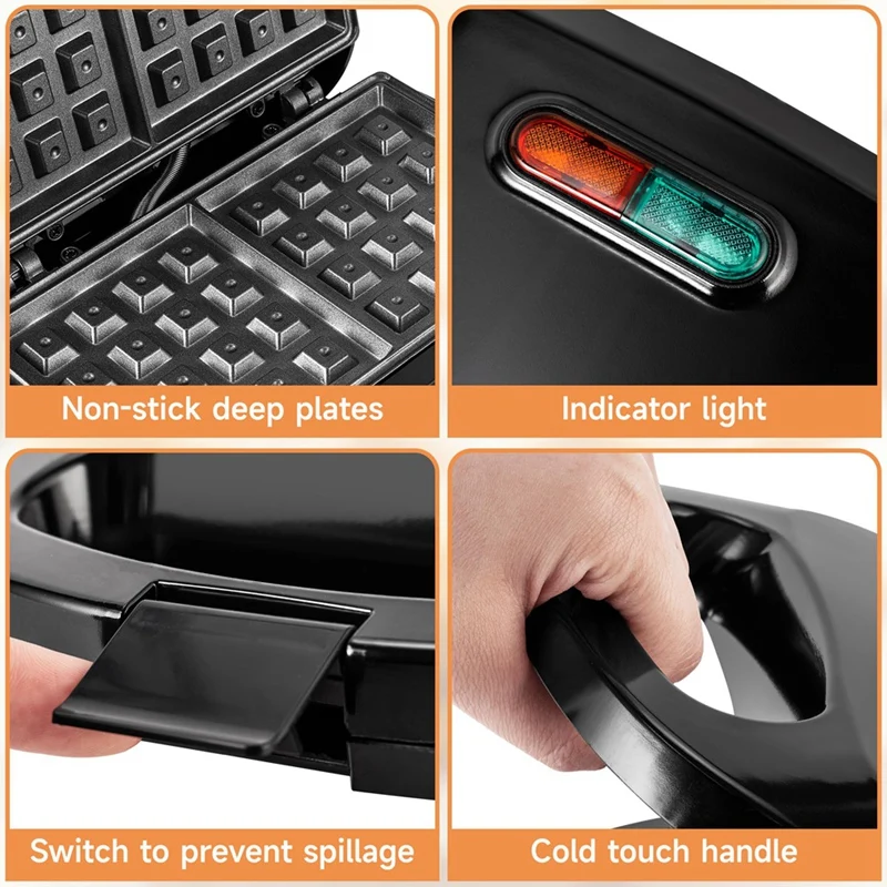 Breakfast Maker Sandwich Maker 2-Slice With Nonstick Plates 750W Kitchen Oven Home US Plug 5