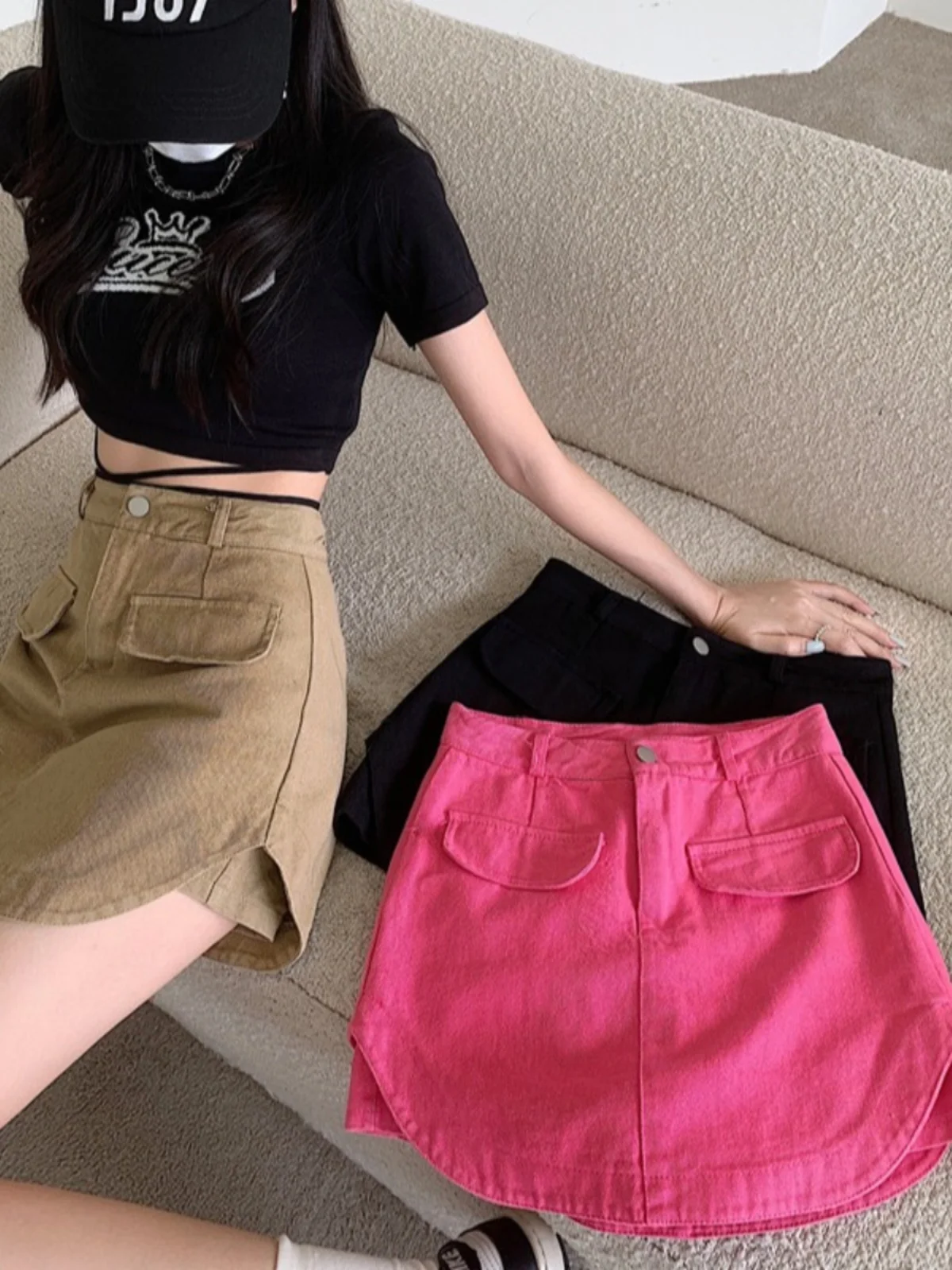 

Jeans Skirts Design sense niche Denim women 2024 Summer new small high waist hip shorts skirt Faldas Clothes