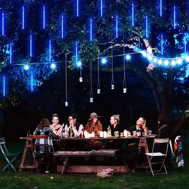 Description Picture 5 of item8/16/24/32 Tubes Meteor Shower Fairy String Lights Holiday Festoon Christmas Lights for Outdoor Street Garland Garden Decoration