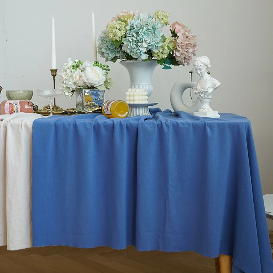 Baby Blue Tablecloths | Striped Table Cover | 100% Cotton 63\, image size:900x900