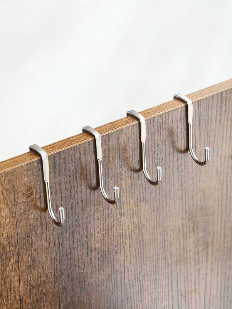 Description Picture 6 of item304 Stainless Steel Hook Free Punching Double S-Shape Hook Kitchen Bathroom Cabinet Door Silvery Type Coat Towel Storage Hanger