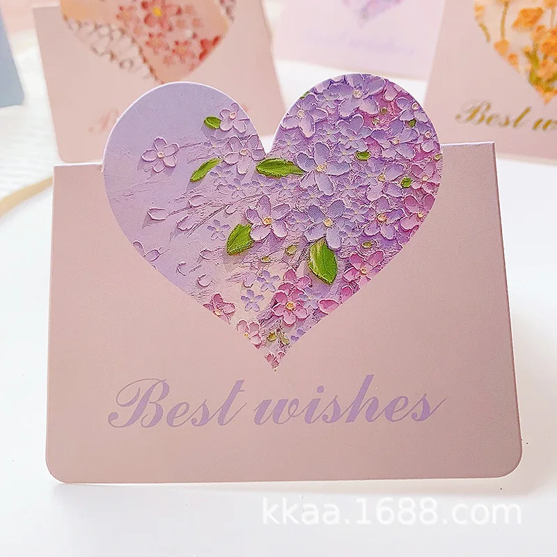 10Pcs 3D Cloud Heart Fold Handwritten Paper Best Wishes Greeting Cards Bouquet Wishes Message Card for Wedding Party Decor