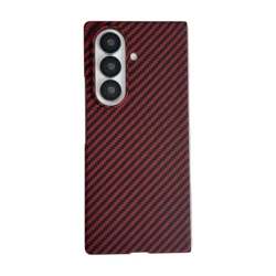 Premium Carbon Fiber MagSafe Case with Tempered Screen Protector - Galaxy Z Fold4 (Red)
