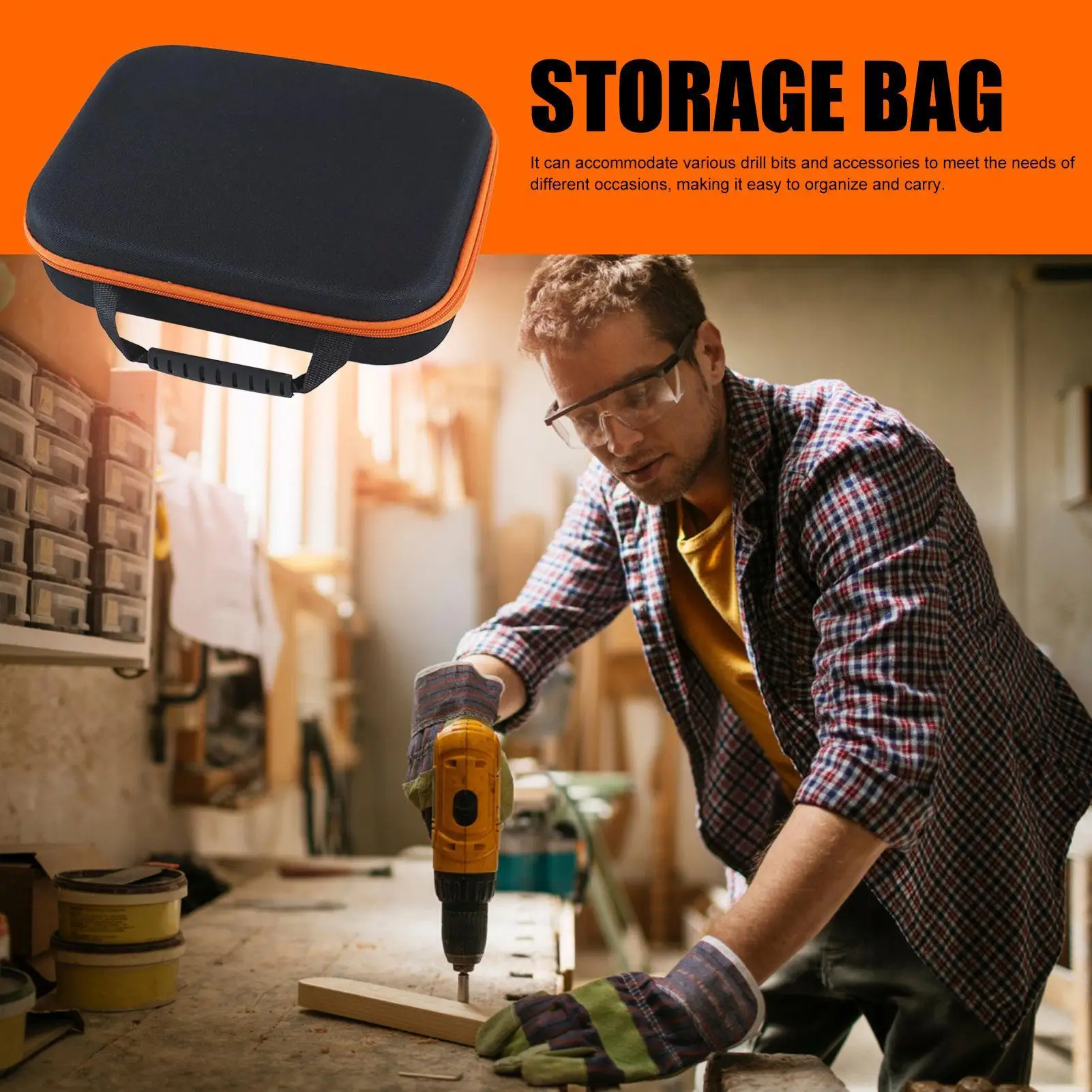 방수 도구 상자, 대용량 충격 방지 전기 드릴 운반 케이스 전기 기술자 하드웨어용 옥스포드 천 가방