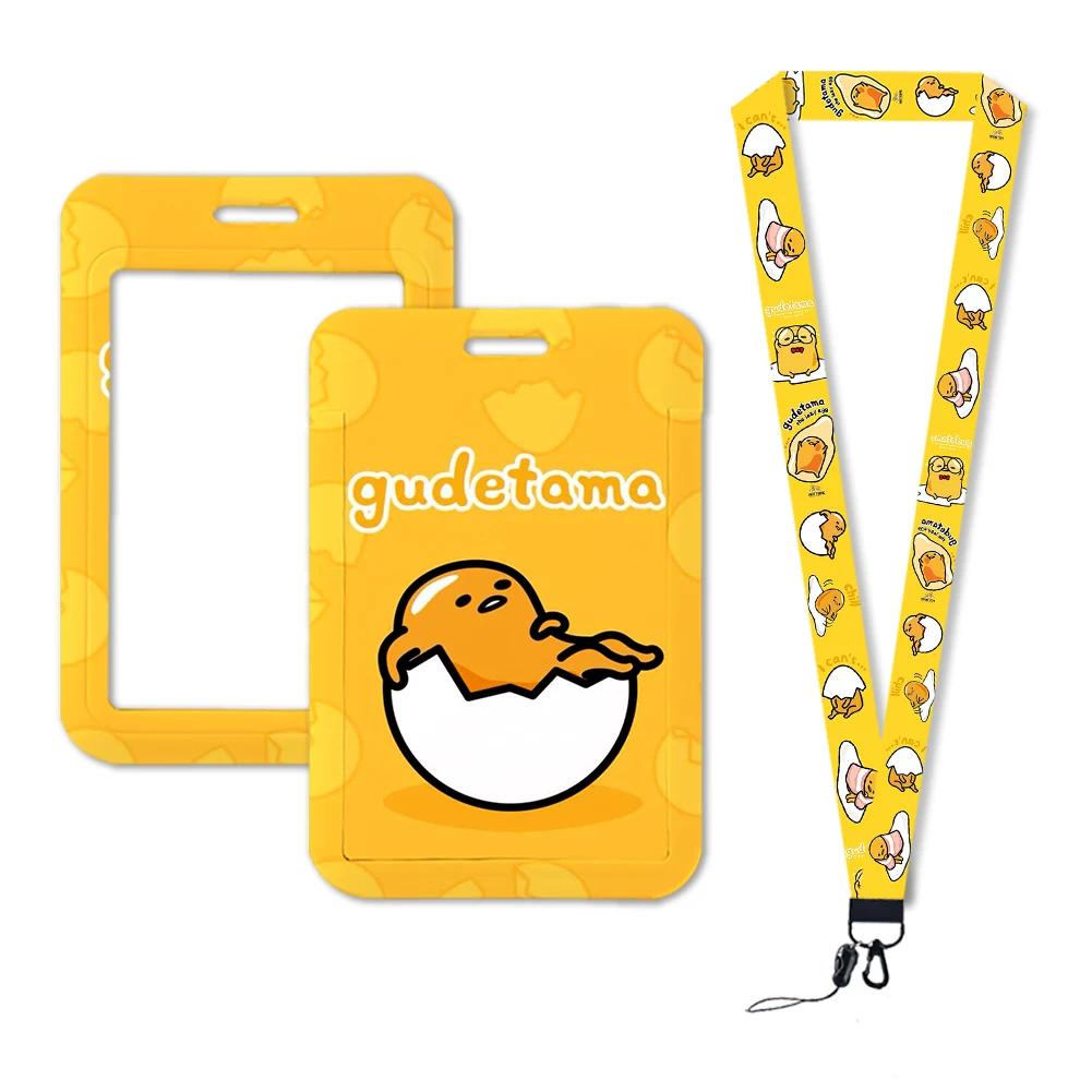 Sanrio Gudetama Lazy Egg Cute Card Holder Lanyard Neck Strap Keychain ID Card Badge Holder Hang Rope Student Accessories Gift 2