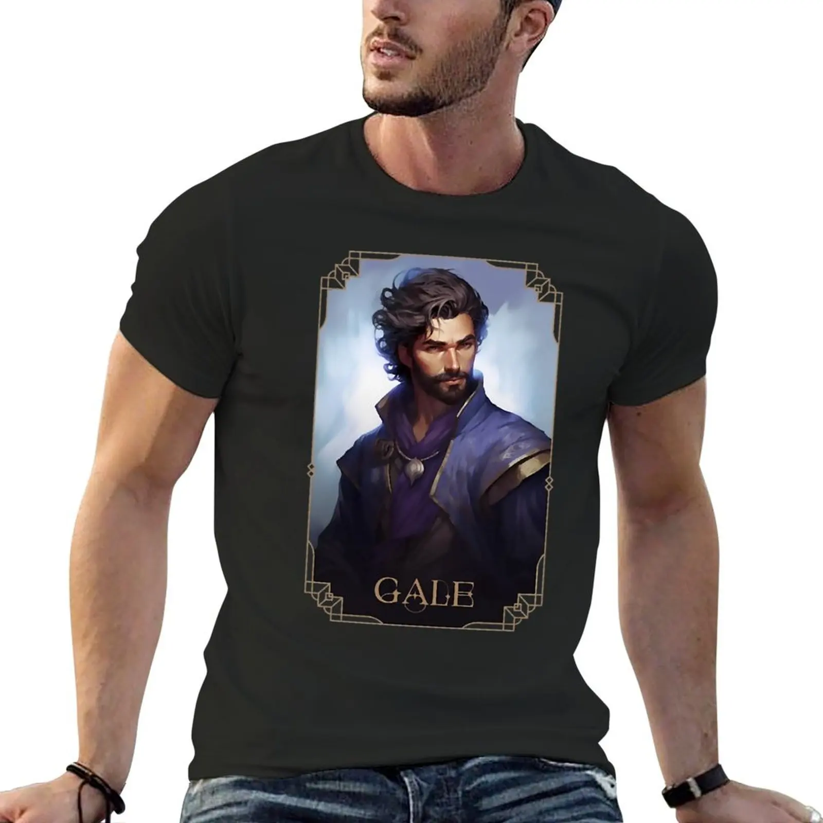 Gale, Il Leggendario Mago Di Waterdeep. Baldur'S Gate 3 Ispirato Funart (1) T-Shirt Funnys Summer Top Plain Black T-Shirt Uomo