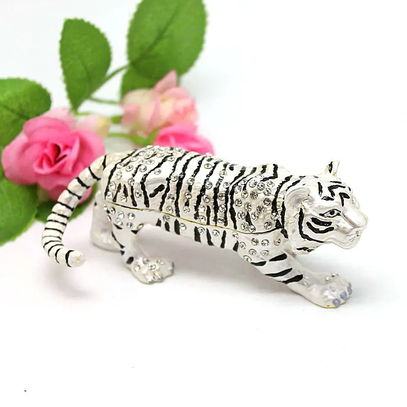 SHINNYGIFTS Tiger Figurine Collectible, Hinged Jeweled