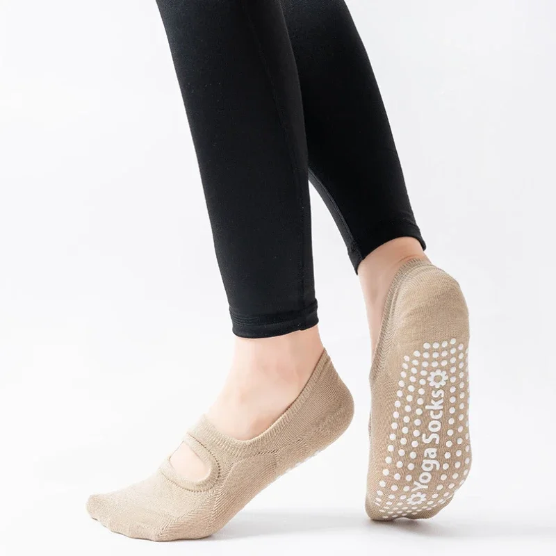 Silicone Non-slip Yoga Socks Women Large Size Backless Breathable Sports Socks Solid Color Cotton Invisible Floor Pilates yoga socks