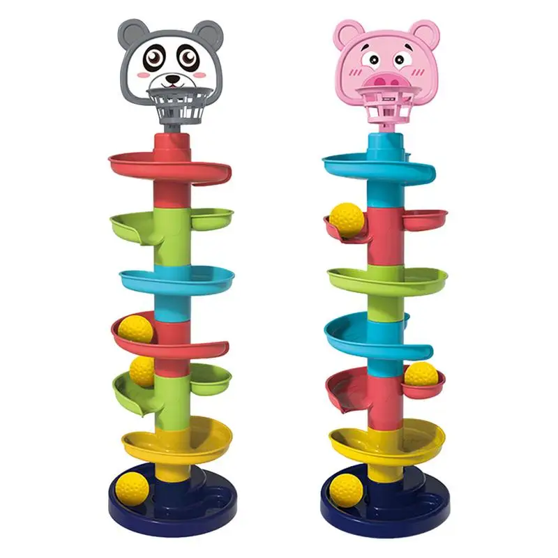 

7 Layers Ball Drop & Roll Swirling Toy With Yellow Balls Educational Games For Babies Montessori Baby Toy Rolling Ball Tower