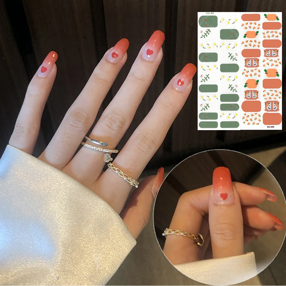 Pegatina de uñas 3D para manicura, envoltura de uñas completa, autoadhesiva, cubierta completa, pegatinas de Arte de uñas postizas impermeables