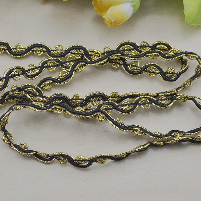 Lace Fabric 1M Gold Silver White Black Guipure Curve Ribbon Applique Sewing Trimmings