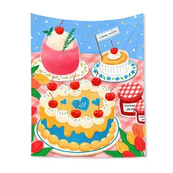 Kawaii Cartoon Bread Tapestry - Cute Aesthetic Wall Hanging - S 20x30cm (S3)