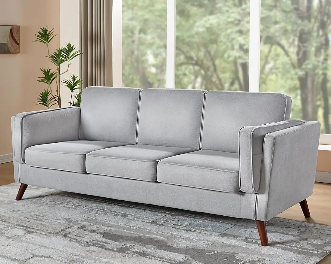 

87" Sofa, Modern Sofa Couch with Embedded Arm Pillow- 3 Seater Sofa,Deep Seat Sofa for Livingroom, Light Grey