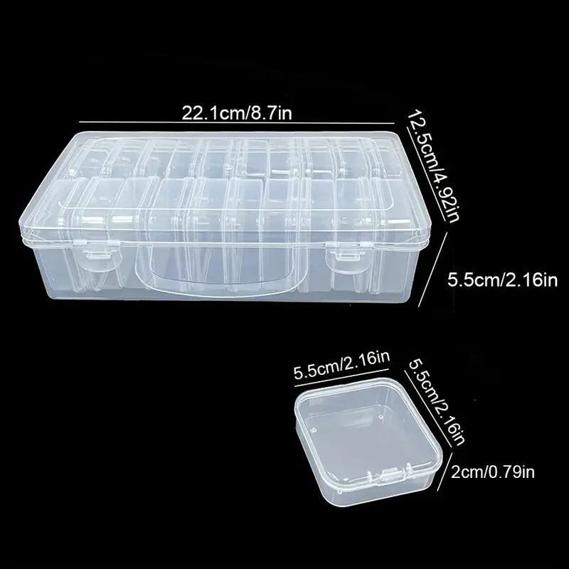 20/30pcs Plastic Clear Storage Box Set, Transparent Portable Storage Box, Multifunctional Handicraft Organizer