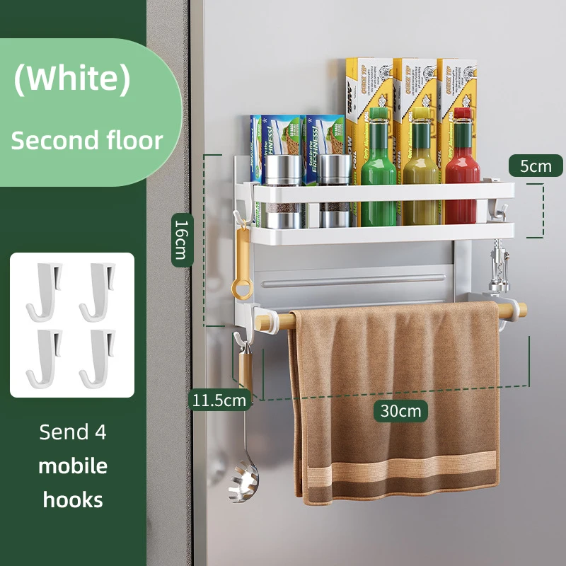 2-3Layer Magnetic Refrigerator Organizer Kitchen Storage Shelf Adhesive Towel Holder Side Mount Rack Home Kitchen Organization