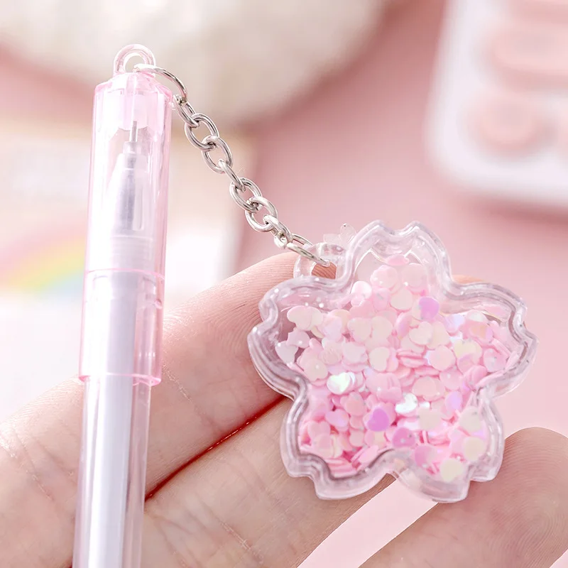 24 Pcs Wholesale Sequins Flower Pendant Gel Pen Wholesale Cartoon Cute Small Fresh Fountain Pen Student Writing Stationery chinese calligraphy xuan rice paper 40 sheet natural flower xuan paper sumi brush paper tissue paper for crafts writing yellow