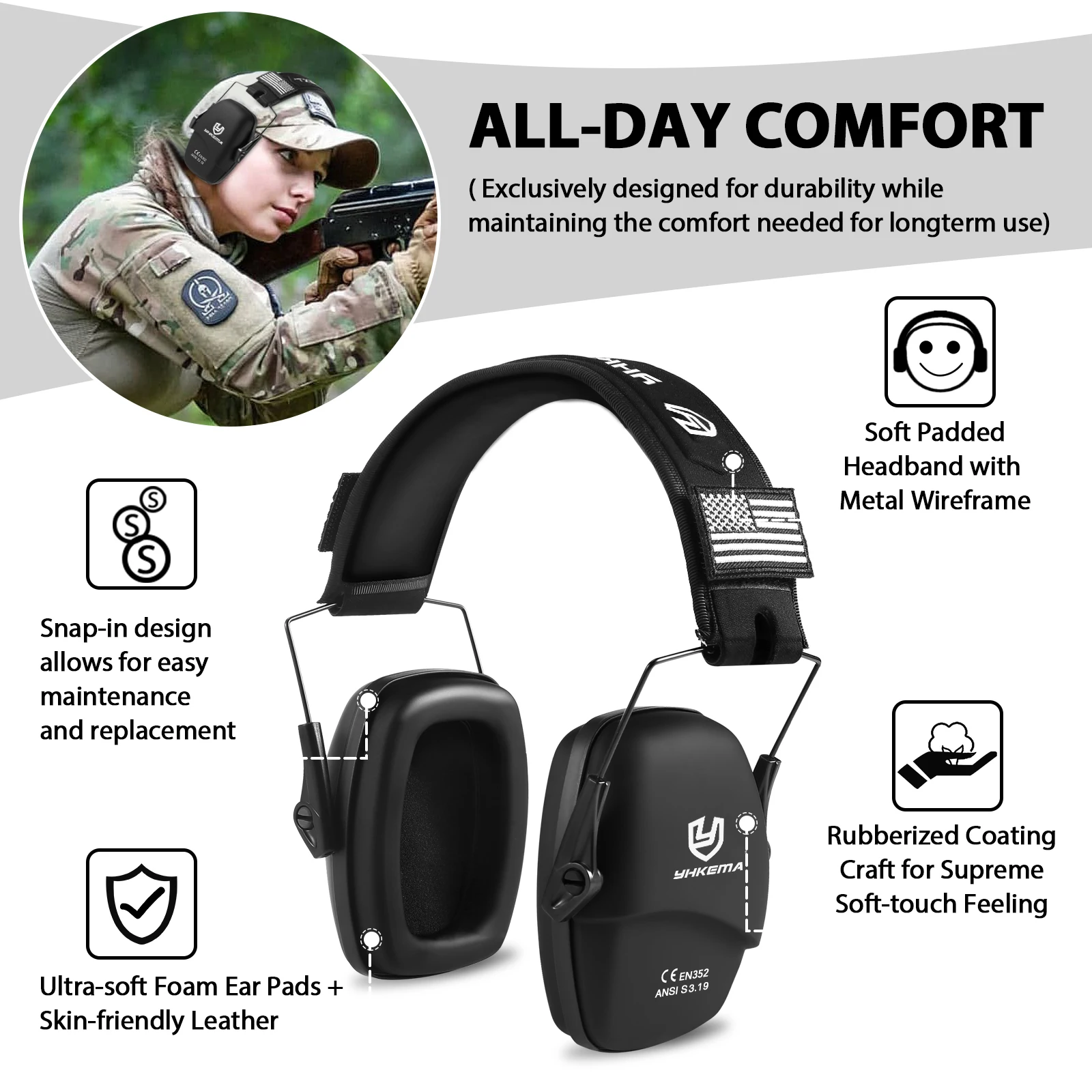 Tactical Ear Protector Earmuffs Shooting Hunting Noise Reduction Hearing Protection Soundproof