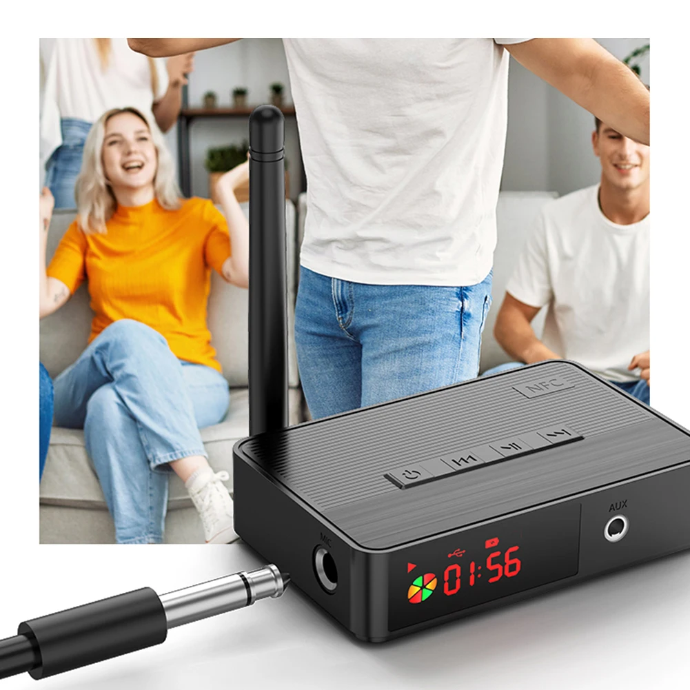 NFC 블루투스 호환 5.3 음악 리시버, 광 동축, 마이크, U 디스크, TF 카드, HIFI 무선 오디오 어댑터, 리모컨 포함