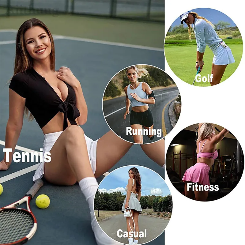 Aiithuug Tennnis Skirts Zipper Pocket Golf Skirts with Pocket Golf Shorts Soft Skorts Thicker Wide Waistband Tummy Control