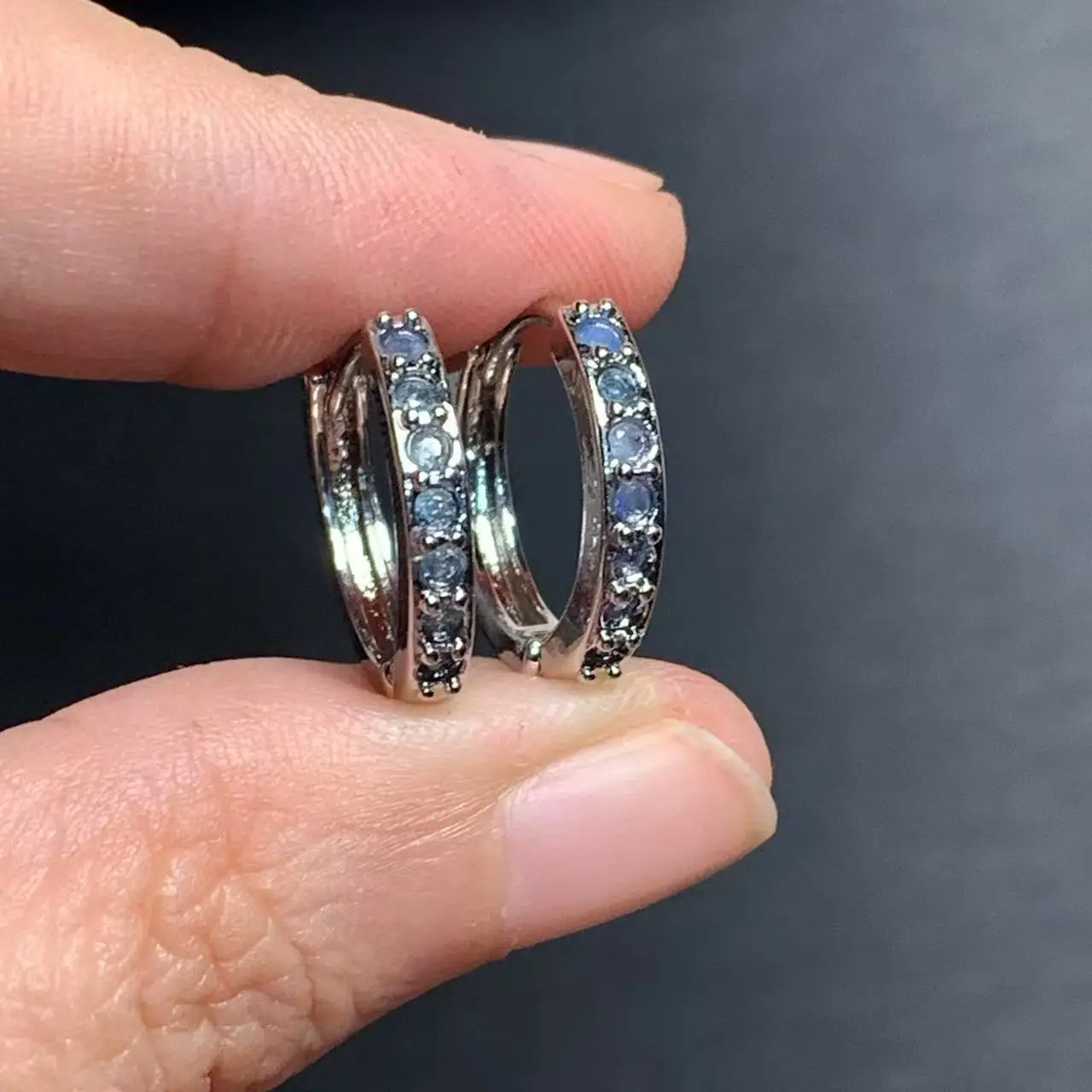 Vintage Natural sapphire Hoop Earrings Simple Classic Round Circle Gemstone Jewelry Handmade