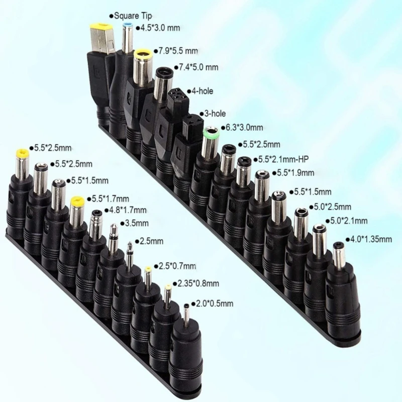 AC DC 잭 플러그 전원 어댑터 커넥터 키트, 노트북 전원 공급 장치 플러그 잭 세트, 범용 5.5mm * 2.1mm, 2.5mm, 41 개