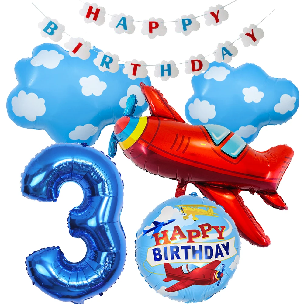 

Fighter Balloon Boy Airplane Birthday Party Decortion Plane Cloud Balloon Aircraft Ballon for Aviator Themed 3rd Birthday Party