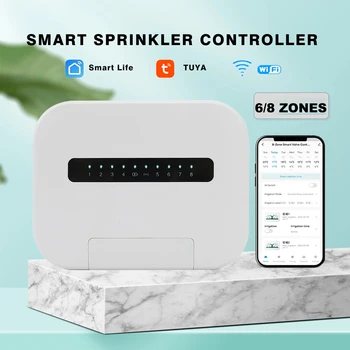 8 Zone Or 6 Station WIFI Tuya Smart Home Watering Timer Garden Irrigation Controller Water Valve Irrigation System with EU Plug