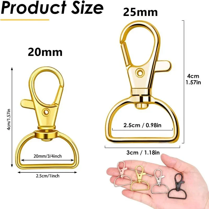 Metal Lobster Claw Clasps 10pcs Swivel Clasp Lanyard Snap Hooks Keychain Clip Hook Metal Lobster Claw Clasps for Lanyard Key Rings Crafting Purse