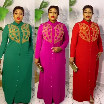 African American expensive shirtdress solid color front and rear heavy rhinestone embellishment BOUBOU 1