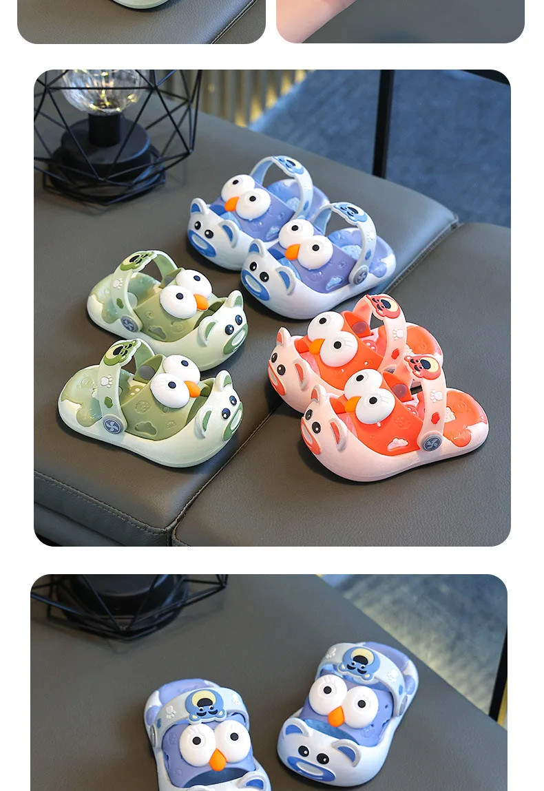 Weiche Hausschuhe mit Kopfbedeckung, rutschfeste Cartoon-Clogs für Jungen und Mädchen, bequeme Sommersandalen für zu Hause – Detail 18