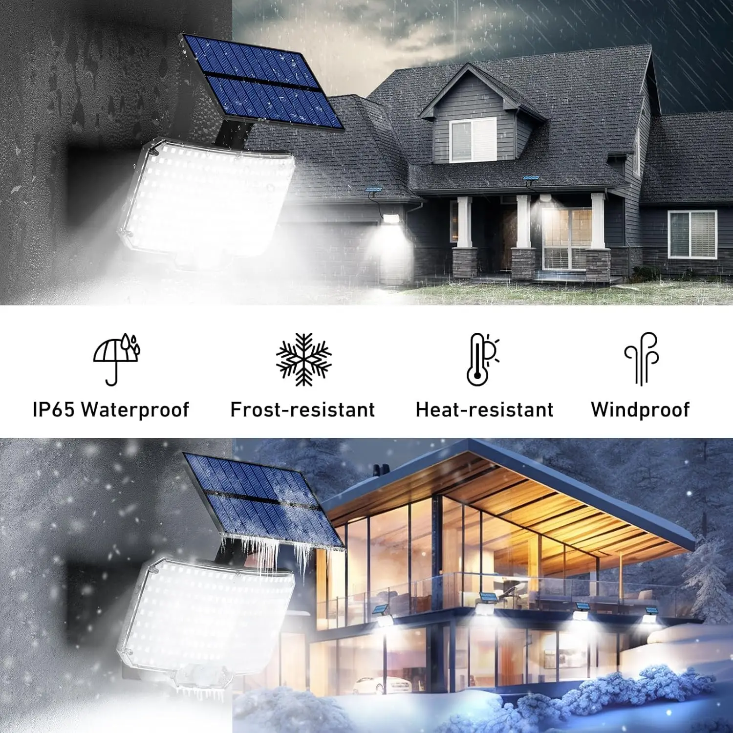 Solar-Powered LED Motion Sensor Security Light – Waterproof Outdoor Flood Lamp with 3 Lighting Modes