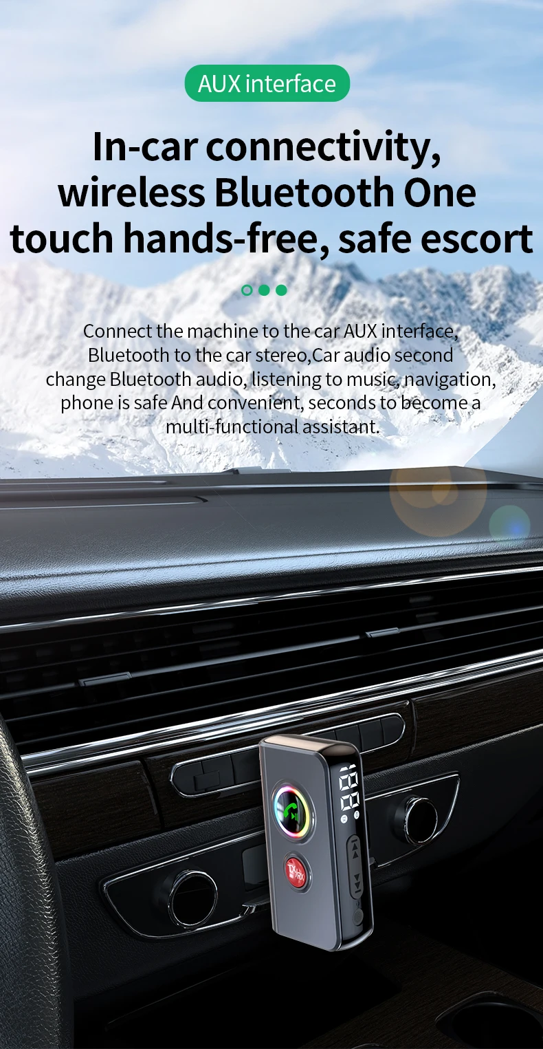 Bluetooth 5.4 Transmitter Receiver Wireless Audio Adapter with 3.5 mm AUX with L
