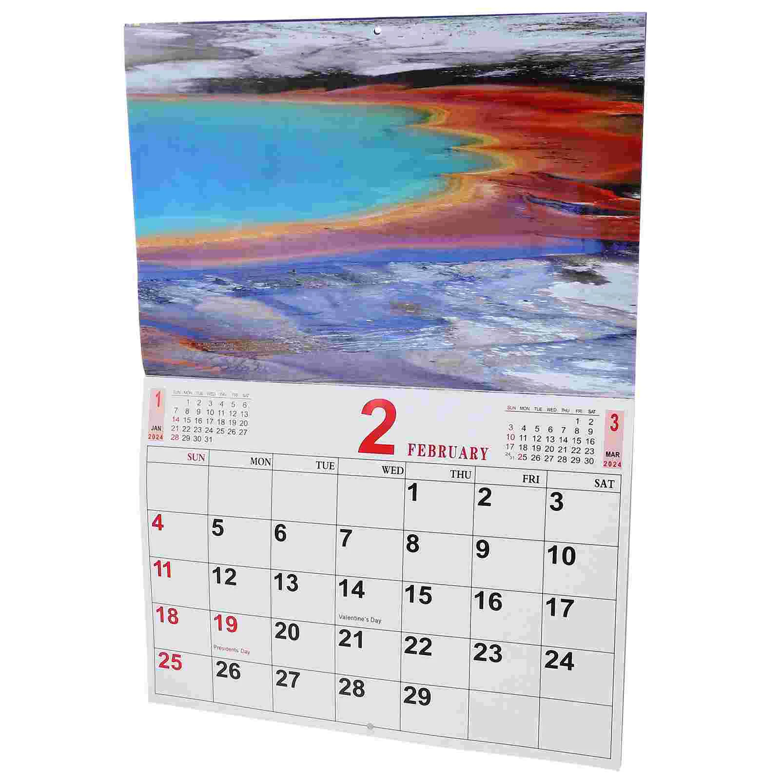 

Landscape Photo Calendar Hanging Calendar Holiday Chinese Calendar 2024 Hanging Calendar Portable Home Holiday Hanging