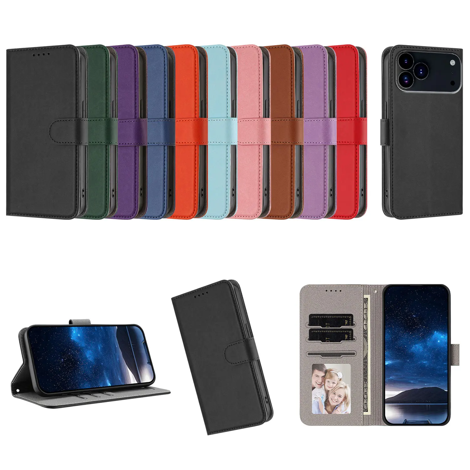 รูปสินค้า เคสหนังพับหรูหราสำหรับ iPhone 17 Pro Max