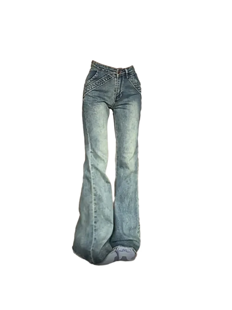 

Women's High Waist Flare Jeans Korean Y2k 90s Denim Trousers Streetwear 2000s Wide Leg Baggy Jean Pants Vintage Gothic Clothes