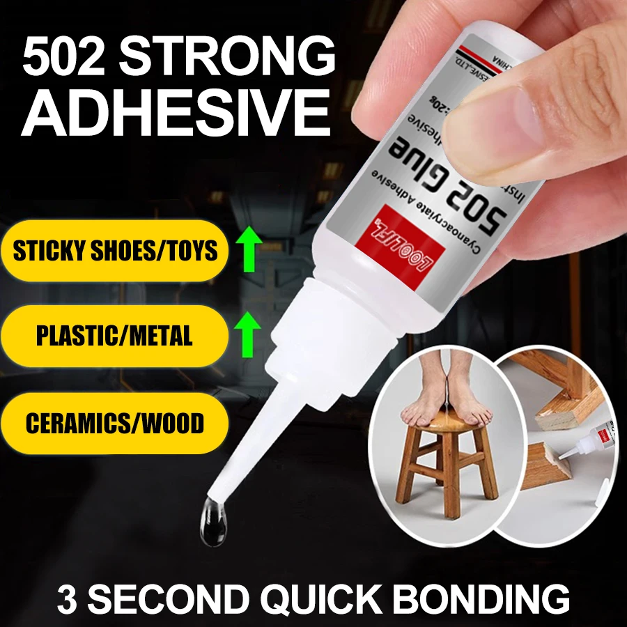 1-3pcs502 Super Glue Instant Quick-drying Cyanoacrylate Adhesive Leather Rubber Wood Metal Strong Bond Liquid Glue Tool 3