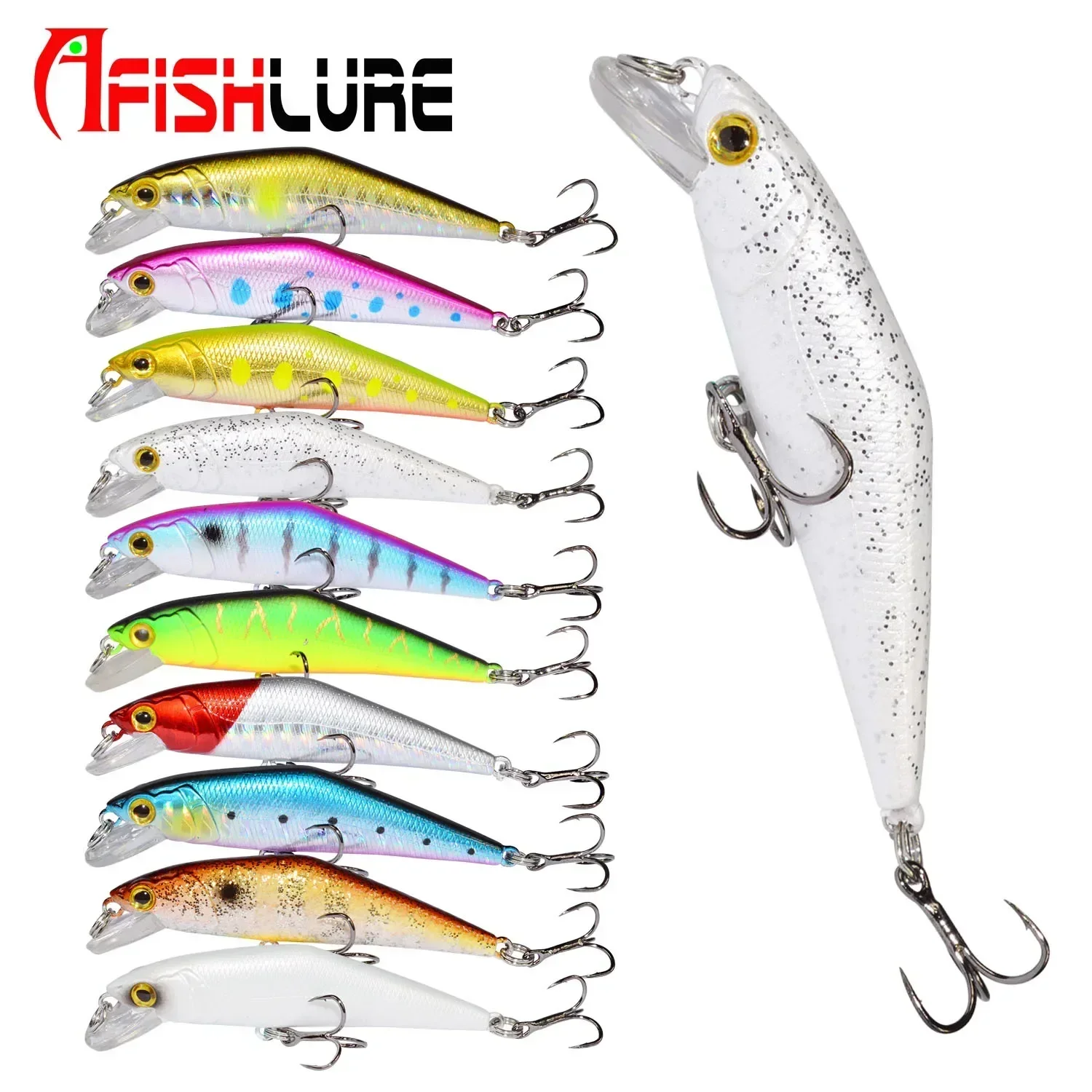 Afishlure Sinking Minnow Lure Trout Bass Artificial Bait 85mm D Contact Lure Wobblers Bass Fishing Leurre fishing lure