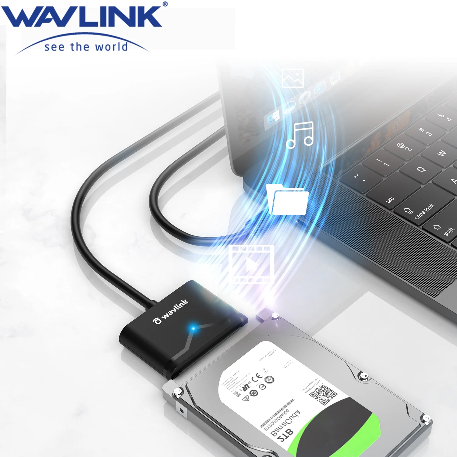 USB C a SATA USB 3,0, conector de disco duro externo SATA III para SSD/HDD de 2,5 "y HDD de 3,5", transferencia de datos, compatible con UASP 18TB|Conectores y cables de