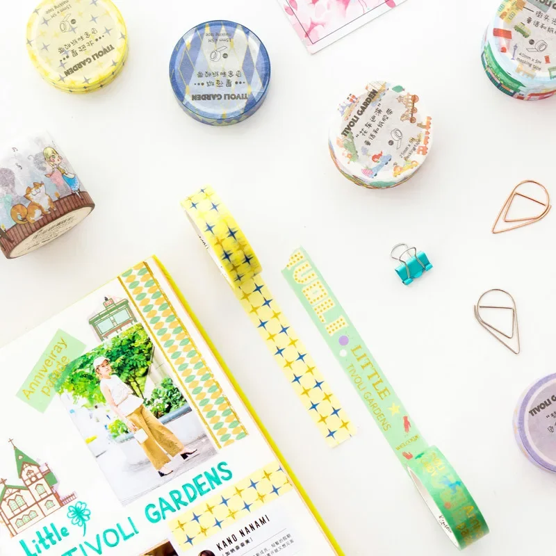 1 롤 Washi 테이프 Tivoli 카니발 15mm 25mm 40mm X5m 고품질 Kawaii Washi 테이프 장식 마스킹 페이스트