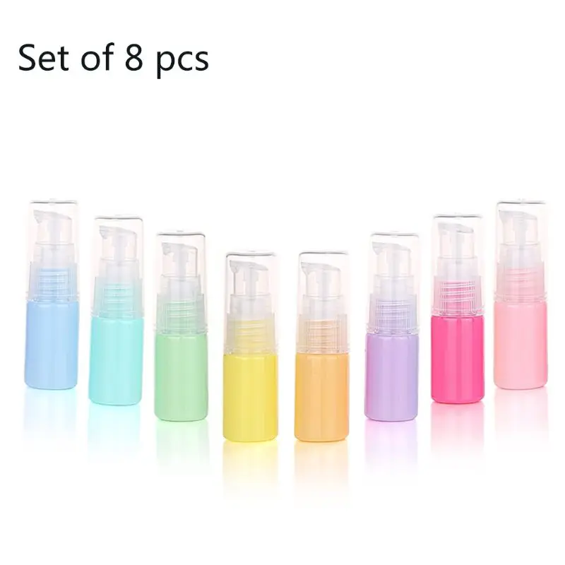 8개 10ml 마카롱 색상 리필 가능 빈 병 화장품 크림 펌프 용기 28ED